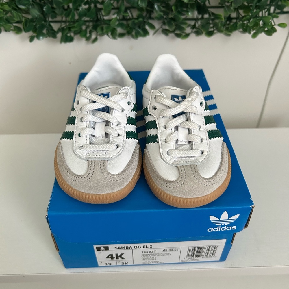 Adidas White and Green Sneakers Retro-Inspired Design